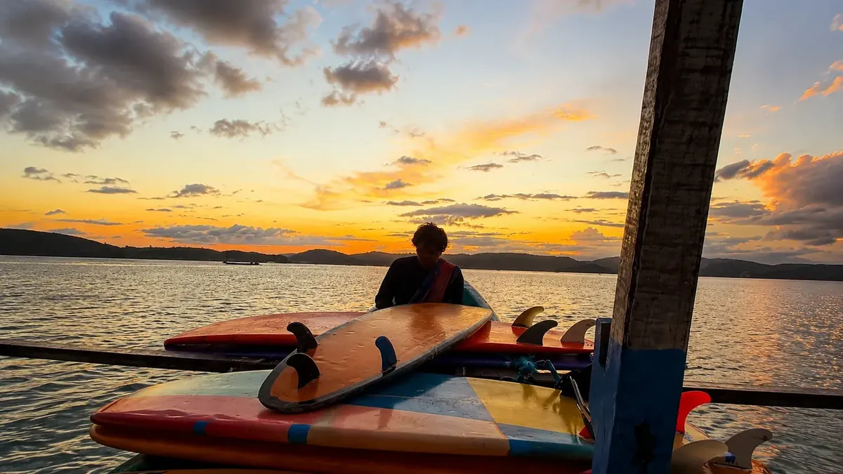 Sunset Transit with Surfboards